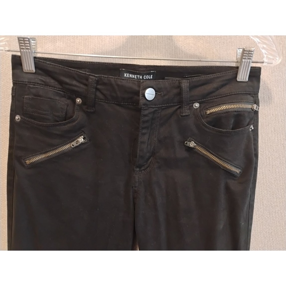 Kenneth Cole Jess Skinny Jeans Womens 4 Black Mid Rise Zipper Details - Picture 4 of 5